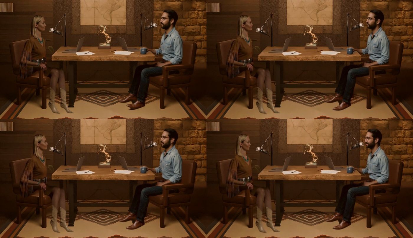 Frames from the first InfiniteTalk wide test