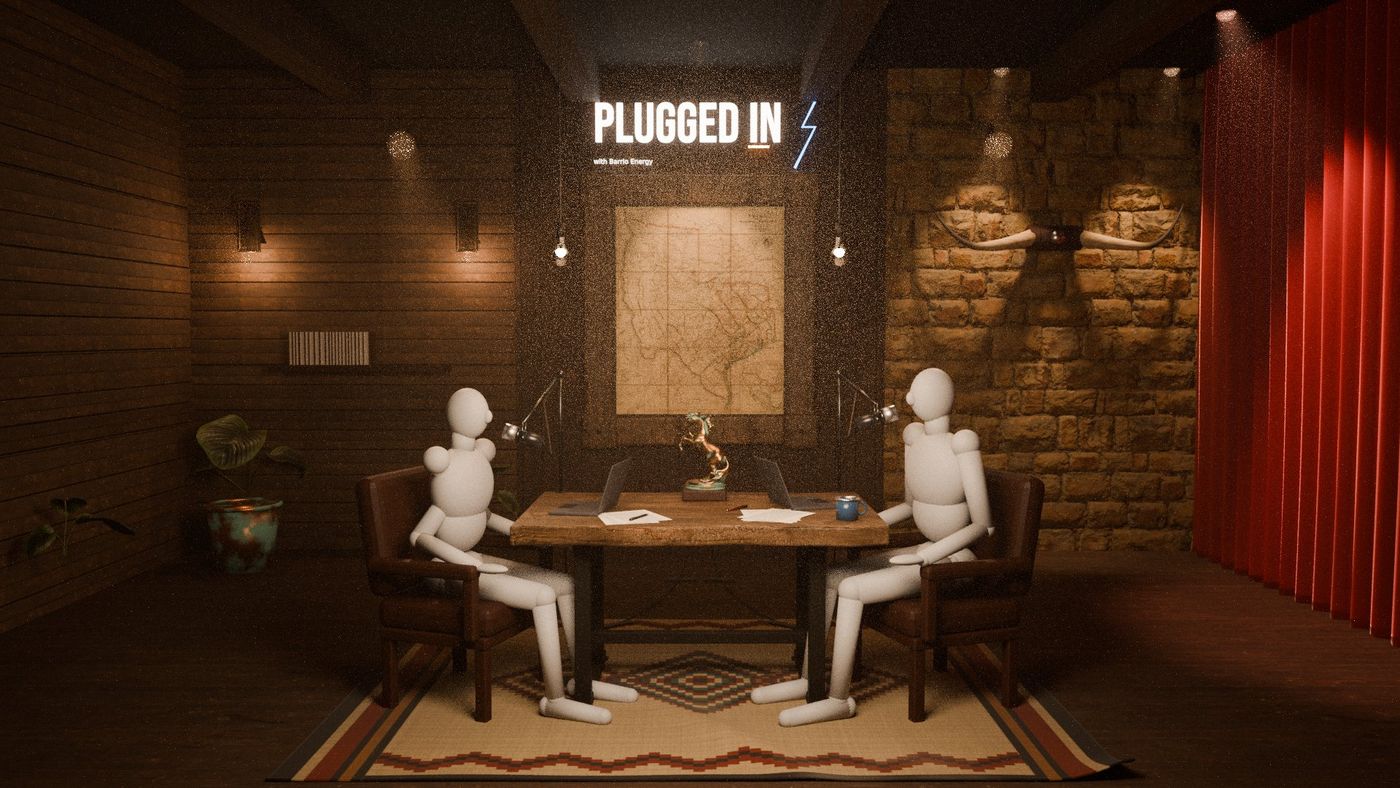 Wide shot with clay mannequins in both chairs